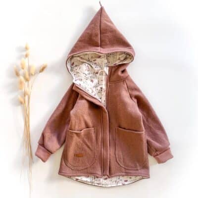 Sofortkauf: Merino-Walkjacke mit Reißverschluss in Altrosa/Norwegian Flowers, Gr. 98/104