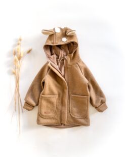 Sofortkauf: Walkjacke mit Reißverschluss mit Taschen und Reh in Camel, Gr. 92/98
