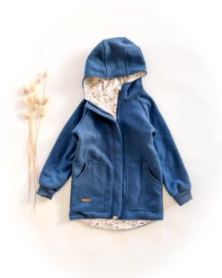 Sofortkauf: Walkjacke mit Reißverschluss mit Taschen in Rauchblau/Norwegian Flowers, Gr. 146/152