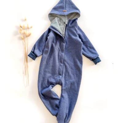 Sofortkauf: Merinowalk Overall in Rauchblau/Streifen Blau, Gr. 110/116