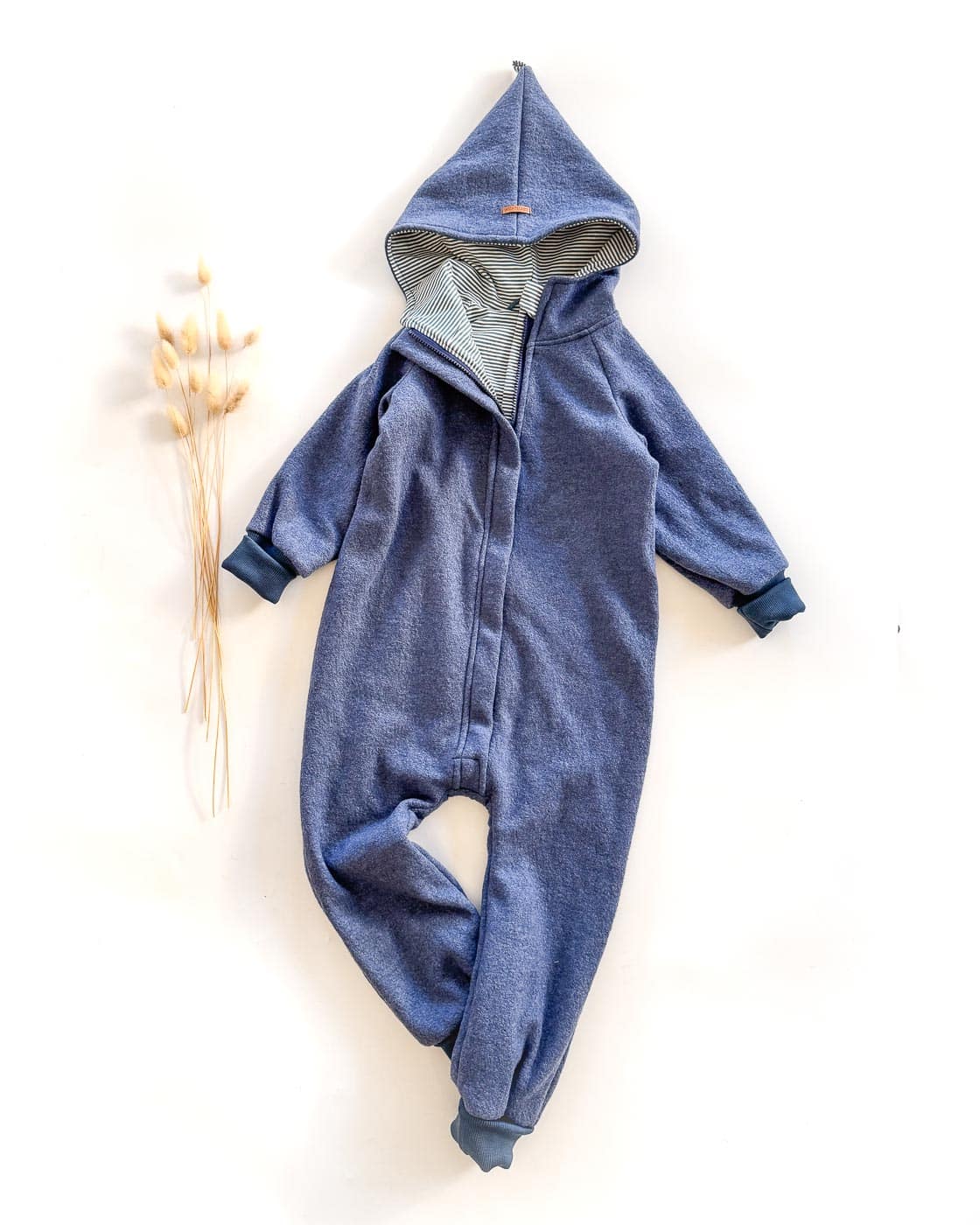 Sofortkauf: Merinowalk Overall in Rauchblau/Streifen Blau, Gr. 110/116