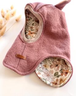 Alternative view of Sofortkauf: Wollwalk Schlupfmütze in Altrosa mit Bärenohren, Gr. 46-48