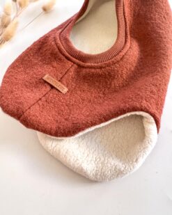 Alternative view of Sofortkauf: runde Wollwalk Schlupfmütze Rost/Kuschelfleece Creme, Gr. 48-50