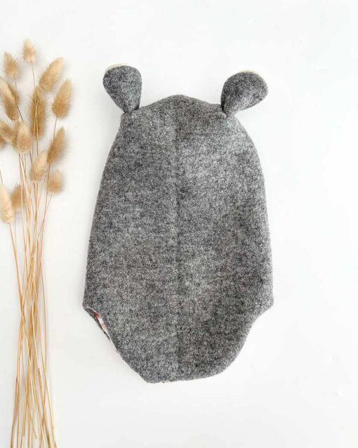 Kinder und Baby Schlupfmütze Balaclava aus Wollwalk mit Bären, Fuchs oder Reh-Ohren