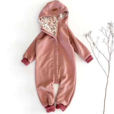 Sofortkauf: Overall Merinowalk Rosè mit Reißverschluss und Wollbündchen Gr. 92/98